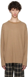 Hope Brown Exposed Seam Long Sleeve T-shirt In Brown Mauve Stripe