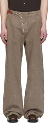 Hope Brown Loose Fireman Jeans In Warm Grey Marble