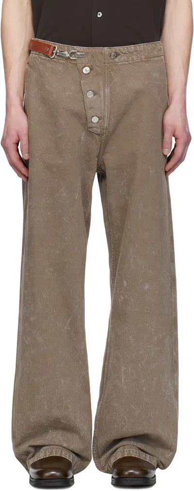 Hope Brown Loose Fireman Jeans In Warm Grey Marble