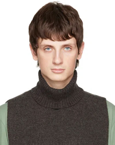 Hope Brown Turtleneck Scarf In Dk Brown Merino Rib