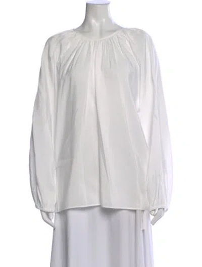 Pre-owned Hope Crew Neck Long Sleeve Blouse In White