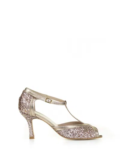 Hope Décolleté In Nappa Leather With Glitter And Strap In Animal Print