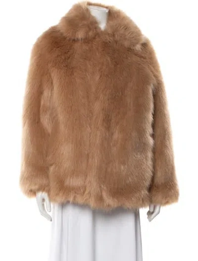 Pre-owned Hope Faux Fur Coat In Brown
