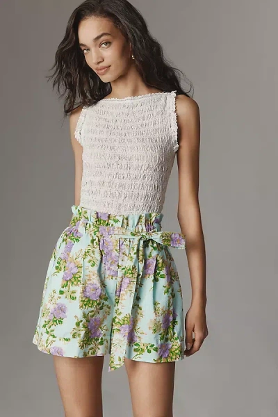 Hope For Flowers By Tracy Reese Belted Seersucker Shorts In White