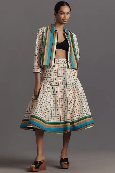 Hope For Flowers By Tracy Reese Decal Full Midi Skirt