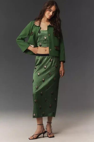 Hope For Flowers By Tracy Reese Embellished Pencil Skirt In Green