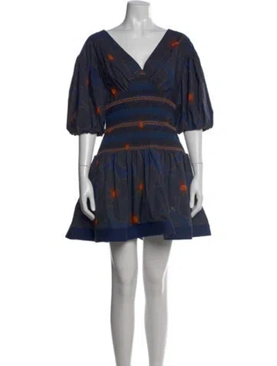 Pre-owned Hope For Flowers By Tracy Reese Floral Print Mini Dress In Blue