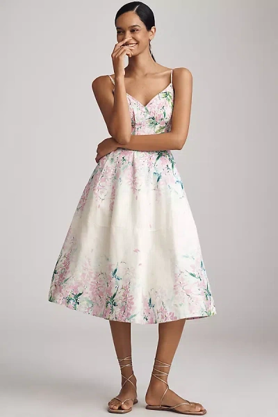 Hope For Flowers By Tracy Reese Hope For Flowers By Tracey Reese Linen Floral Fit & Flare Slip Dress In Multicolor