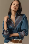Hope For Flowers By Tracy Reese Hope For Flowers By Tracy Reece Soft Smocked Shirt Top In Blue