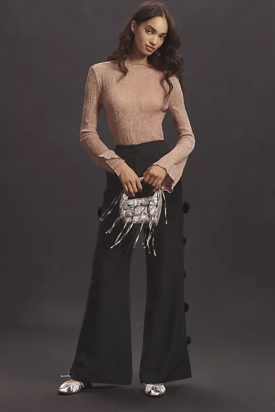 Hope For Flowers By Tracy Reese Linen Blend Pom Pom Trousers Pants In Black