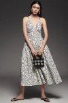 Hope For Flowers By Tracy Reese Linen Smocked V-neck Midi Dress