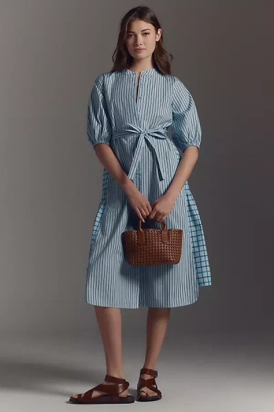 Hope For Flowers By Tracy Reese Mixed-print Shirt Dress In Blue