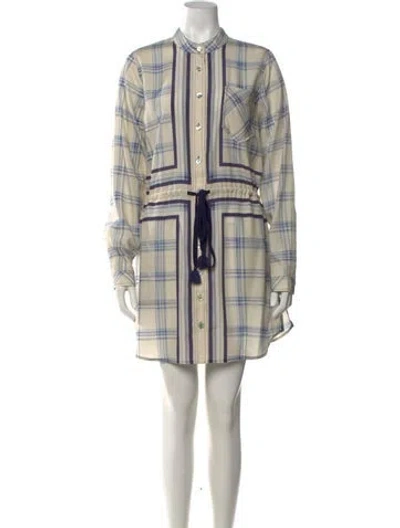 Pre-owned Hope For Flowers By Tracy Reese Plaid Print Mini Dress In Neutrals