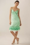 Hope For Flowers By Tracy Reese Ruffle-hem Slip Dress In Green