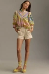 Hope For Flowers By Tracy Reese Smocked Linen Shirt Top In Pink