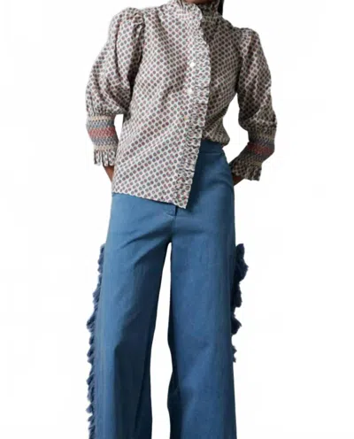 Hope For Flowers Frilled Button Down Shirt In Daisy In White