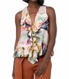 Hope For Flowers Frilled Shell Top In Rambling Floral In Pink