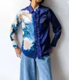 Hope For Flowers Frilled Button Down Top In Cobalt