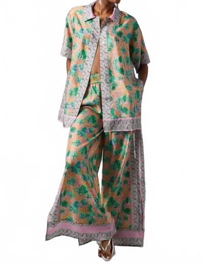 Hope For Flowers Pajama Button-down Shirt In Jade Leaves In Multi