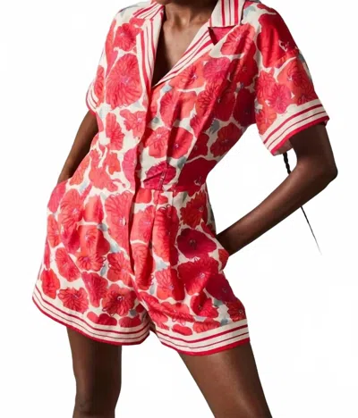 Hope For Flowers Shirtwaist Romper In Poppy Scarf In Pink
