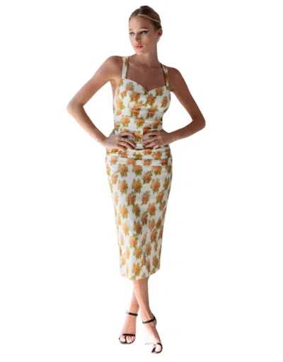 Hope For Flowers Sophia Midi Dress In Pink Warped Ikat In Multi