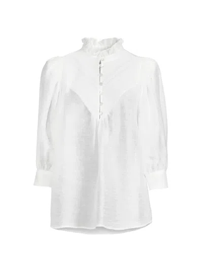 Hope For Flowers Women's Puff-sleeve Smocked Blouse In Cloud Dancer