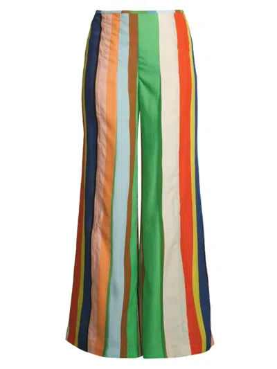 Hope For Flowers Women's Striped Front-slit Palazzo Pants In Tuscan Stripes