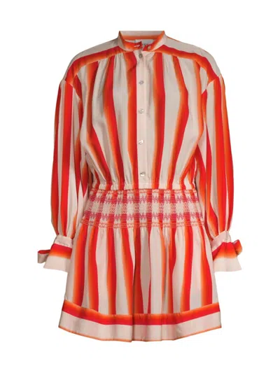 Hope For Flowers Women's Striped Mini Shirtdress In Persimmon Ombre Stripe