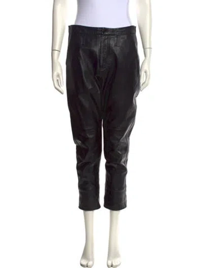 Pre-owned Hope Lamb Leather Straight Leg Pants In Gray