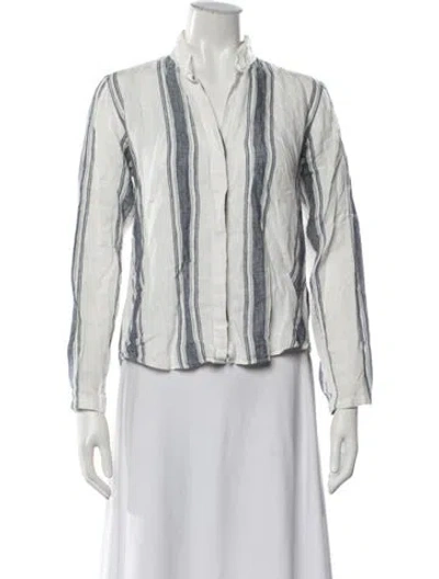 Pre-owned Hope Linen Striped Blouse In Blue/white