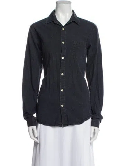 Pre-owned Hope Long Sleeve Button-up Top In Blue
