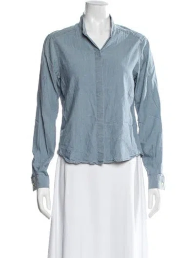 Pre-owned Hope Long Sleeve Button-up Top In Blue