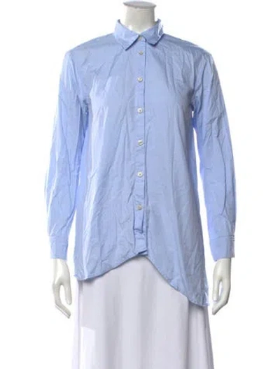 Pre-owned Hope Long Sleeve Button-up Top In Blue