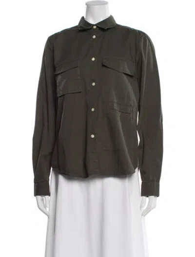 Pre-owned Hope Long Sleeve Button-up Top In Green