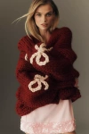 Hope Macaulay Chunky Wool Knit Icon Cardigan In Red