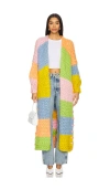 Hope Macaulay Groovy Chunky Knit Maxi Cardigan In Sage,blue