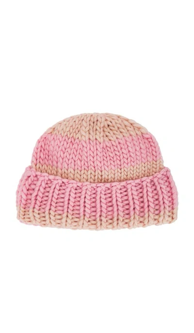 Hope Macaulay Pink & Cream Chunky Knit Beanie