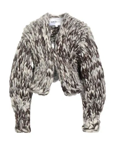 Hope Macaulay Woman Cardigan Dark Brown Size M/l Wool In Gold