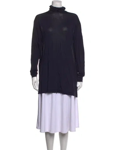 Pre-owned Hope Mock Neck Long Sleeve Tunic In Blue