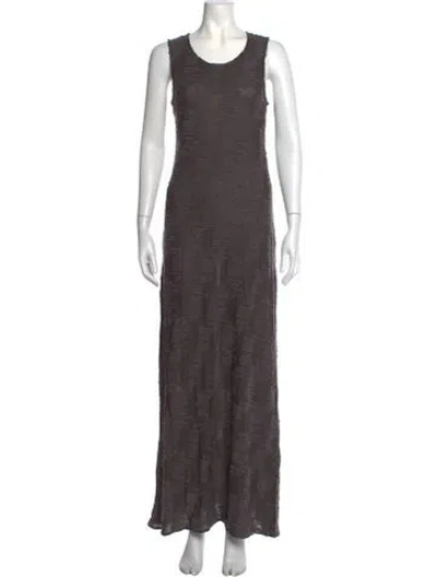 Pre-owned Hope Patterned Long Dress In Grey