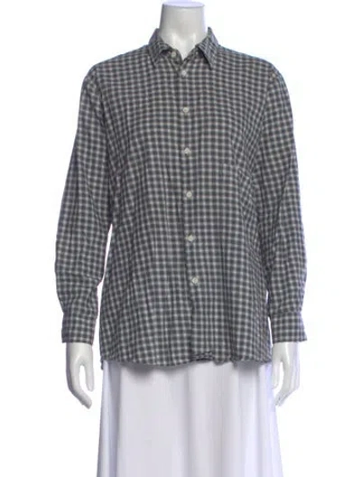Pre-owned Hope Plaid Print Long Sleeve Button-up Top In Multi