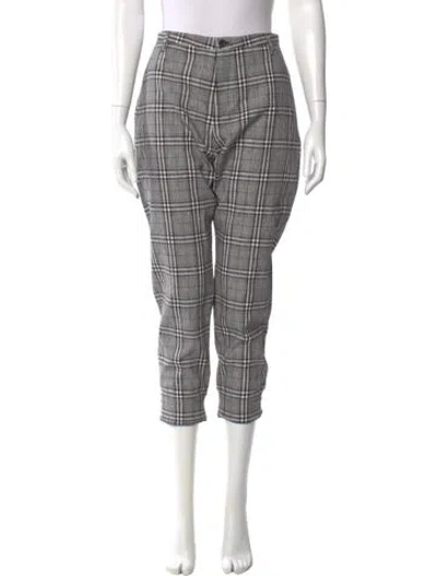 Pre-owned Hope Plaid Print Straight Leg Pants In Gray