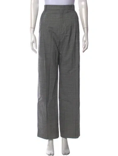 Pre-owned Hope Plaid Print Wide Leg Pants In Gray