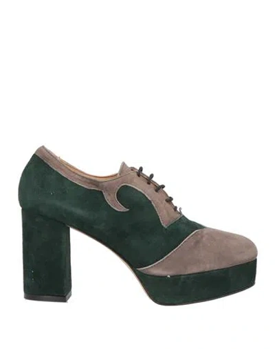 Hope Shoes Woman Lace-up Shoes Khaki Size 7 Leather In Beige