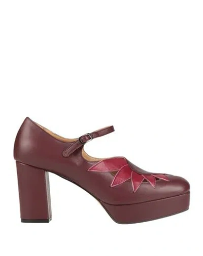 Hope Shoes Woman Pumps Burgundy Size 7 Leather In Red