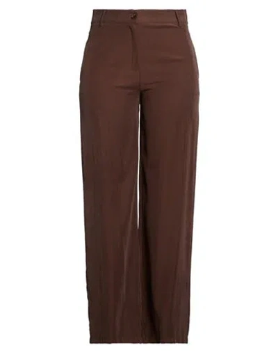 Hope Sky Woman Pants Brown Size S Viscose, Polyester