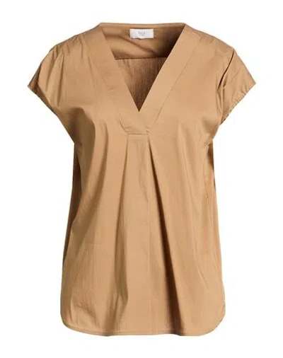 Hope Sky Woman Top Camel Size L Cotton, Polyamide, Elastane In Neutral