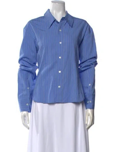 Pre-owned Hope Striped Long Sleeve Button-up Top W/ Tags In Blue