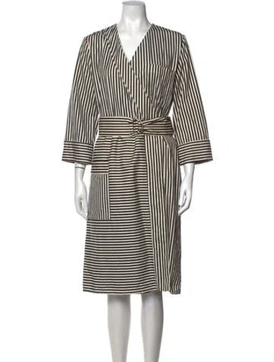 Pre-owned Hope Striped Midi Length Dress In White