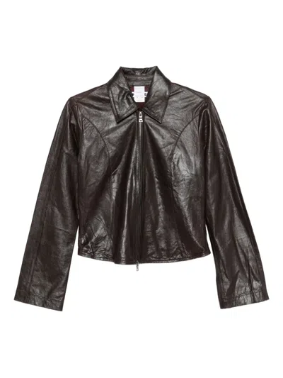 Hope Zip-fastening Leather Jacket In Brown